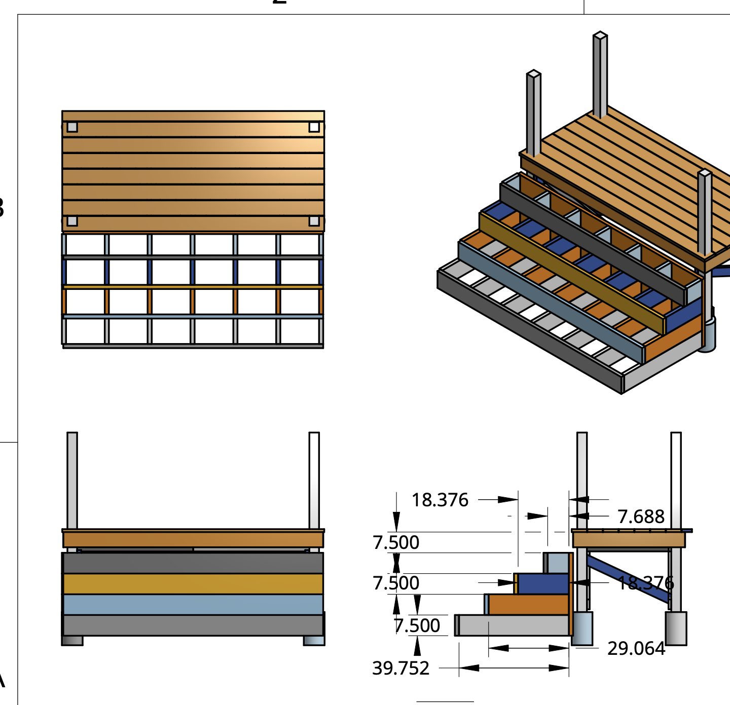 CAD drawing of a block-built stair option