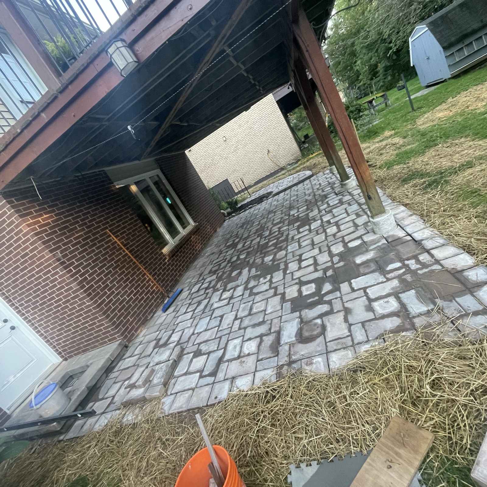 Finished stone patio at 9 Wheatstone